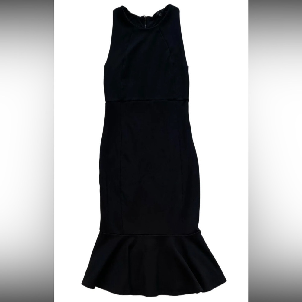 Felicity and Coco Black Sleeveless Stretchy Midi Peplum Dress Size Small